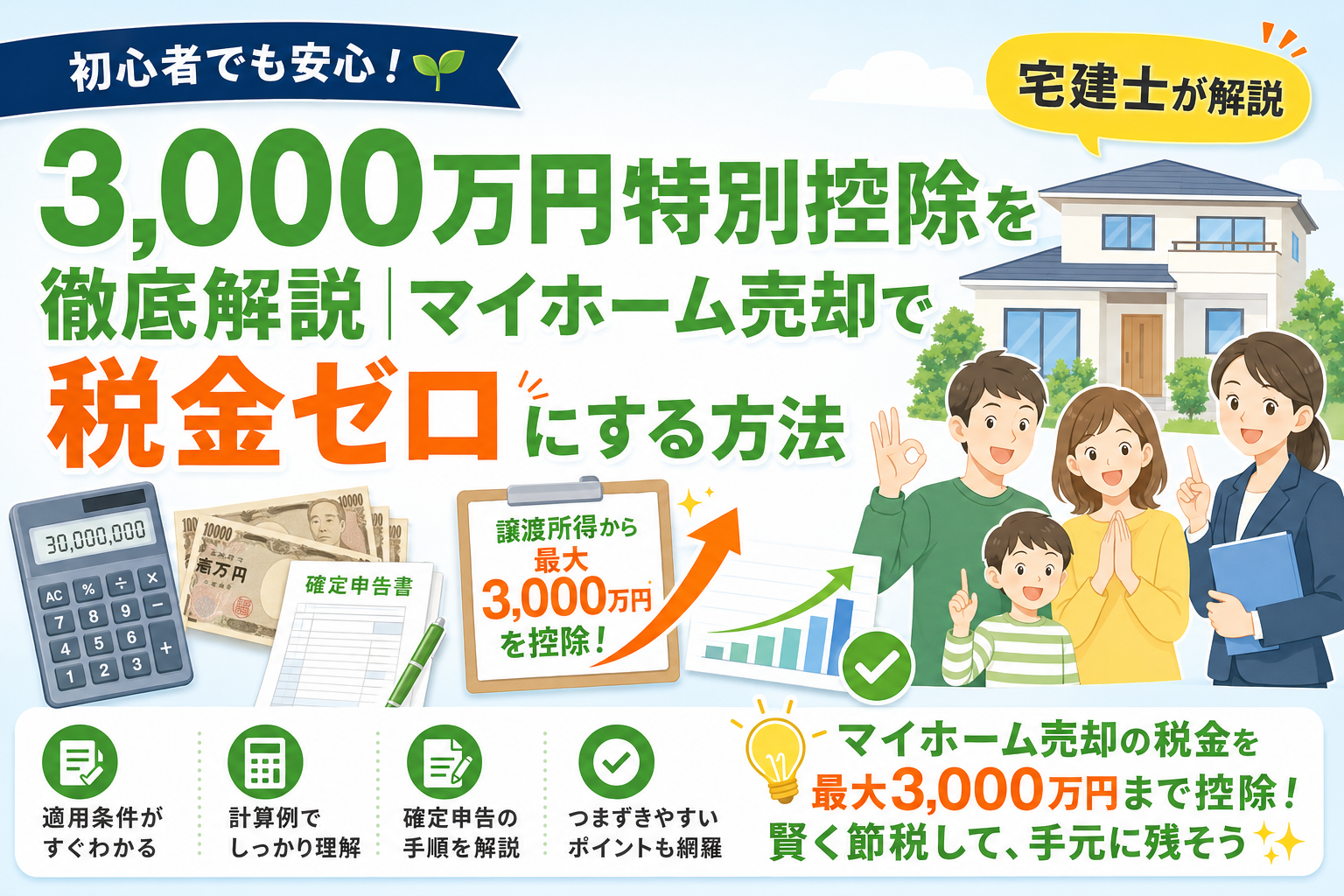 3,000万円特別控除を徹底解説｜マイホーム売却で税金ゼロにする方法