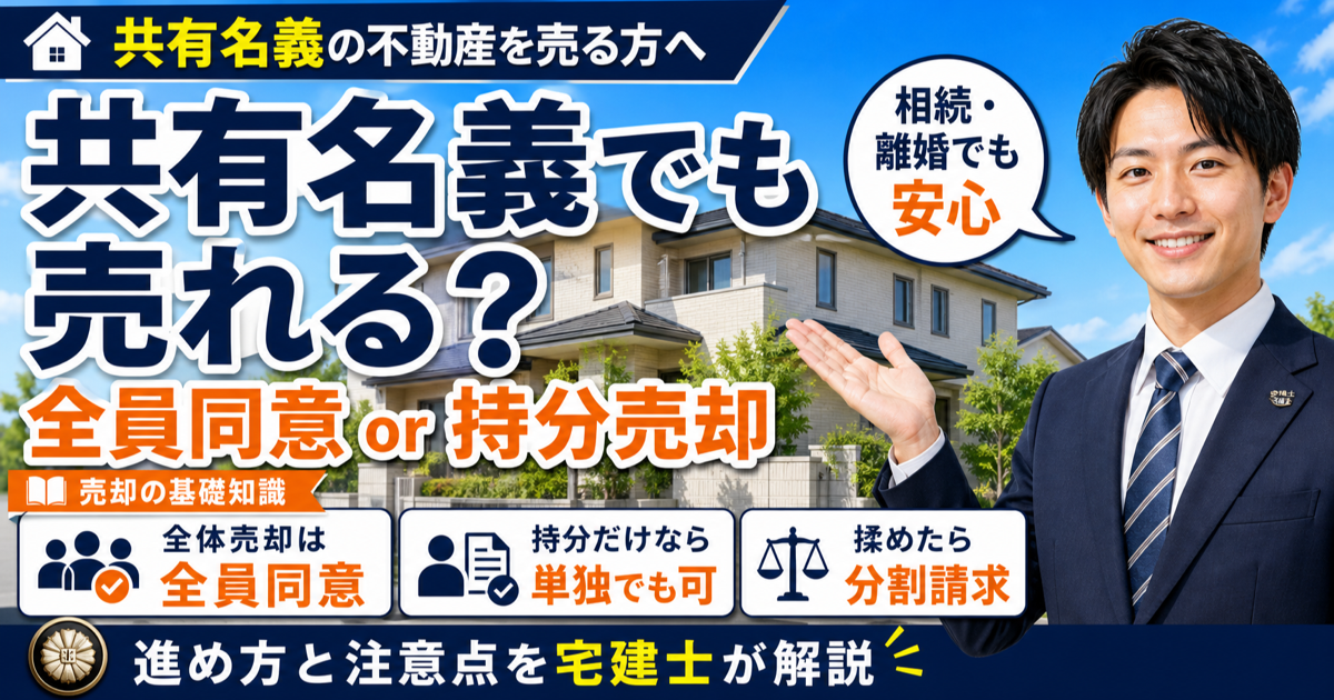 共有名義の不動産売却｜全員の同意と持分売却の方法を宅建士が解説